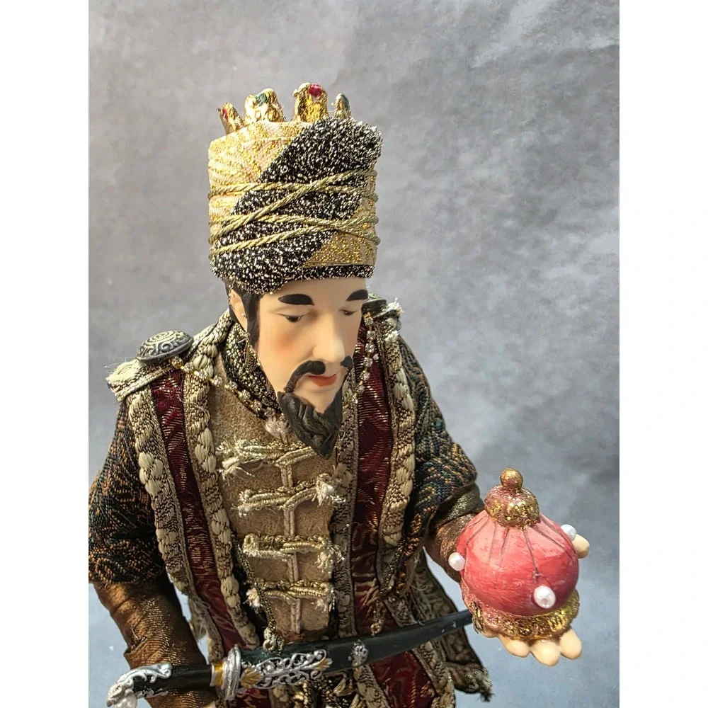 Member's Mark Wise Man Nativity Figurine Burgundy Gold Fabric 13 inch King